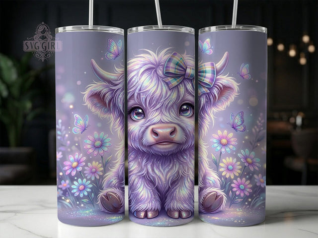 Holographic Highland Cow 20oz Tumbler, Holographic Highland Cow, 20oz Tumbler Wrap, Sublimation Design, Highland Cow PNG, Iridescent Animal Graphic, Shimmer Western Wrap, Digital Tumbler Craft Sublimation SvggirlplusArt 