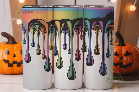 Holographic Iridescent Drips Tumbler Sublimation PixelChick 