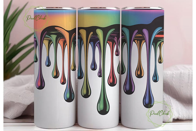 Holographic Iridescent Drips Tumbler Sublimation PixelChick 