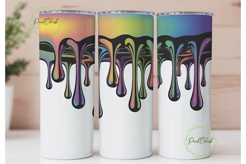 Holographic Iridescent Drips Tumbler Sublimation PixelChick 