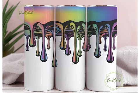 Holographic Iridescent Drips Tumbler Sublimation PixelChick 