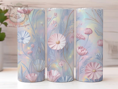 Holographic Iridescent Floral Tumbler, Spring Flower Tumbler, Shiny Floral Wrap, Iridescent Flower Wrap, Vibrant Spring Wrap, Sublimation Design, Trendy Gift Idea Sublimation Lara' s Designs 