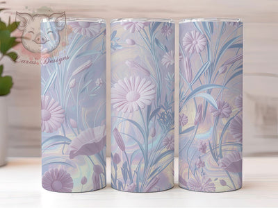 Holographic Iridescent Floral Tumbler, Spring Flower Tumbler, Shiny Floral Wrap, Iridescent Flower Wrap, Vibrant Spring Wrap, Sublimation Design, Trendy Gift Idea Sublimation Lara' s Designs 