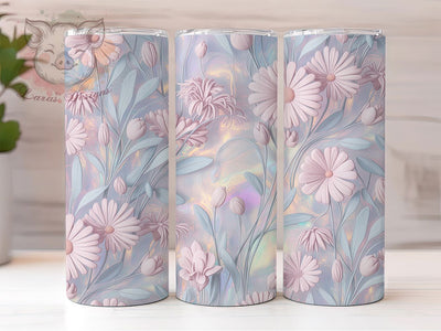 Holographic Iridescent Floral Tumbler, Spring Flower Tumbler, Shiny Floral Wrap, Iridescent Flower Wrap, Vibrant Spring Wrap, Sublimation Design, Trendy Gift Idea Sublimation Lara' s Designs 