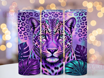 Holographic Leopard 20oz Tumbler, Iridescent Animal, Neon Wildlife, Modern Art, Glowing Patterns, Vibrant Colors, Digital Design, Sublimation Wrap Sublimation SvggirlplusArt 