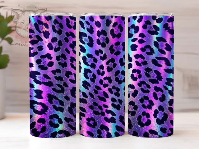 Holographic Leopard Glow 20oz Tumbler, Holographic Effect, Leopard Print, Glow Style, Bold Charm, Trendy Aesthetic, Skinny Tumbler, Sublimation PNG Sublimation Lara' s Designs 
