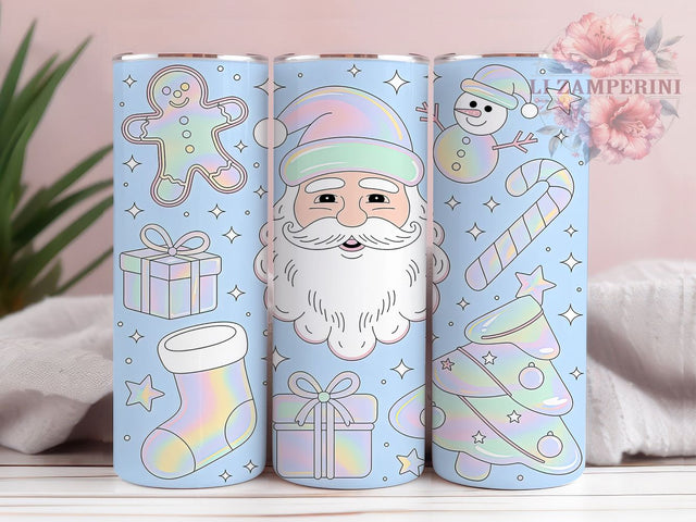 Holographic Modern Christmas Tumbler, Digital Holiday Wrap, 20Oz Skinny Tumbler, Futuristic Christmas Sublimation, Shiny Festive Tumbler, Iridescent Holiday Wrap, Modern Christmas Design Sublimation Li Zamperini 