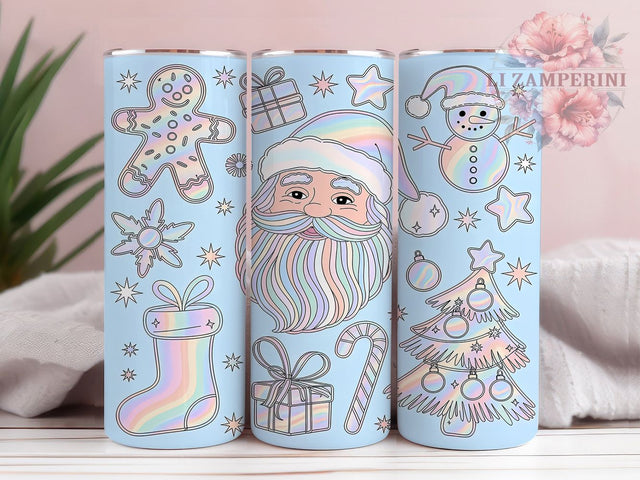 Holographic Modern Christmas Tumbler, Digital Holiday Wrap, 20Oz Skinny Tumbler, Futuristic Christmas Sublimation, Shiny Festive Tumbler, Iridescent Holiday Wrap, Modern Christmas Design Sublimation Li Zamperini 