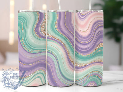 Holographic Pastel Marble Tumbler, Pastel Iridescent Wrap, Gold Glitter Abstract Cup, 20oz Sublimation Wrap, Stylish Abstract Design Tumbler, Artistic Holographic Glitter Cup, Trendy Pastel Marble Theme W Sublimation ToriDesigns 