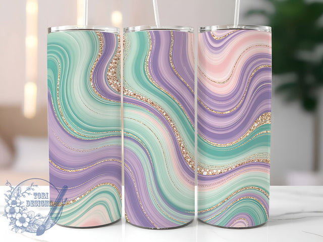 Holographic Pastel Marble Tumbler, Pastel Iridescent Wrap, Gold Glitter Abstract Cup, 20oz Sublimation Wrap, Stylish Abstract Design Tumbler, Artistic Holographic Glitter Cup, Trendy Pastel Marble Theme W Sublimation ToriDesigns 