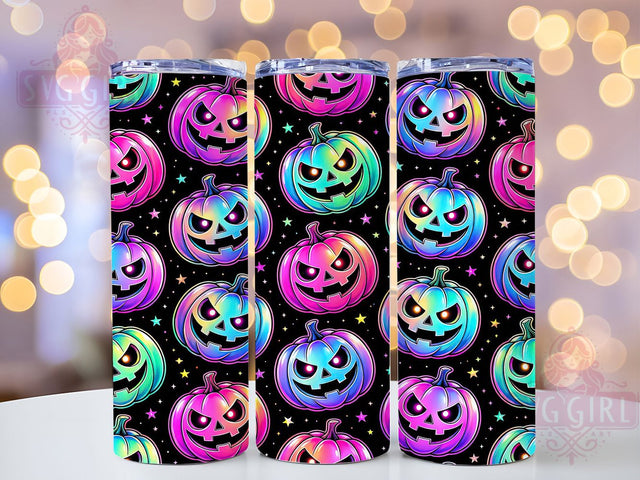 Holographic Pumpkin Pattern 20oz Tumbler, Iridescent Halloween, Shimmering Pumpkins, Modern Spooky, Glowing Orange, Futuristic Fall, Vibrant Design, Sublimation Wrap Sublimation SvggirlplusArt 