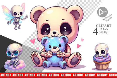 Holographic Skeletons Clipart Sublimation artnoy 