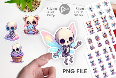 Holographic Skeletons Sticker Sublimation artnoy 