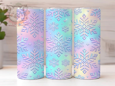 Holographic Snowflakes 20oz Tumbler, Holographic Snow, Snowflakes PNG, Holographic PNG, Snowflake Tumbler, Holographic Wrap, Winter Snowflakes, 20oz Tumbler Wrap Sublimation Lara' s Designs 