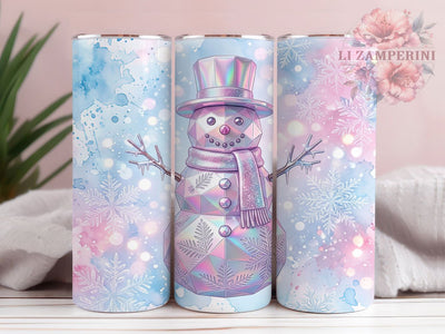 Holographic Snowman 20oz Tumbler, Holographic Snowman, Snowman Tumbler, Holographic PNG, Snowman Tumbler PNG, Holographic Wrap, Winter Snowman PNG, 20oz Tumbler Wrap Sublimation Li Zamperini 