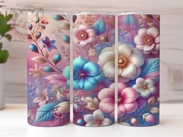 Holographic Spring Floral 20oz Tumbler, Holographic Tumbler, Floral Tumbler Wrap, Spring Decor, 20oz Sublimation, Personalized Cup, Flower Design Tumbler, Custom Drinkware Sublimation Lara' s Designs 