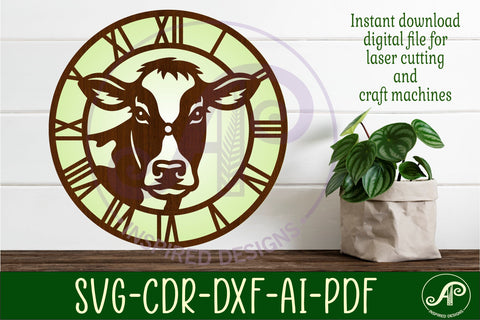 Holstein Cow Clock SVG Milking Cow Wall Clocks SVG APInspireddesigns 