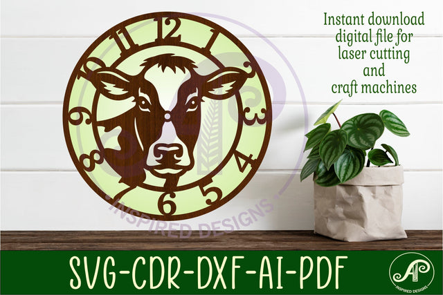 Holstein Cow Clock SVG Milking Cow Wall Clocks SVG APInspireddesigns 