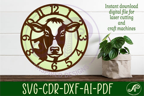 Holstein Cow Clock SVG Milking Cow Wall Clocks SVG APInspireddesigns 