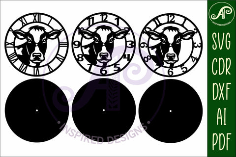 Holstein Cow Clock SVG Milking Cow Wall Clocks SVG APInspireddesigns 