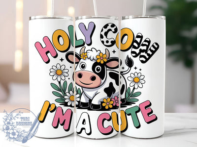 Holy Cow Farm Tumbler, Cute Baby Cow Tumbler, Farm Animal 20oz Wrap, Sublimation Design, Rustic Gift Idea, Stylish Cow Wrap, Fun Farm Tumbler Sublimation ToriDesigns 