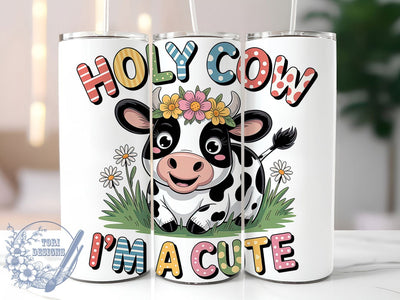 Holy Cow Farm Tumbler, Cute Baby Cow Tumbler, Farm Animal 20oz Wrap, Sublimation Design, Rustic Gift Idea, Stylish Cow Wrap, Fun Farm Tumbler Sublimation ToriDesigns 