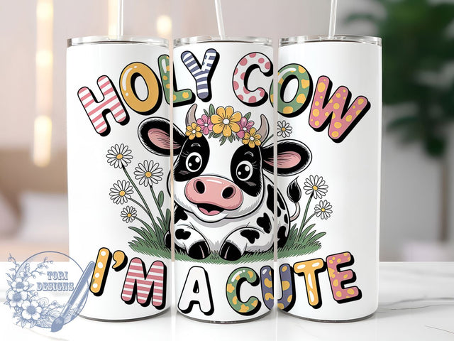 Holy Cow Farm Tumbler, Cute Baby Cow Tumbler, Farm Animal 20oz Wrap, Sublimation Design, Rustic Gift Idea, Stylish Cow Wrap, Fun Farm Tumbler Sublimation ToriDesigns 