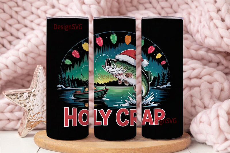 Holy Crap Fishing Christmas Tumbler Wrap Sublimation DesignSVG 