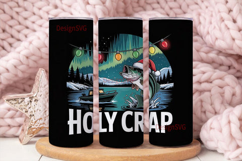 Holy Crap Fishing Christmas Tumbler Wrap Sublimation DesignSVG 
