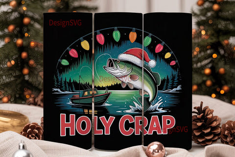 Holy Crap Fishing Christmas Tumbler Wrap Sublimation DesignSVG 