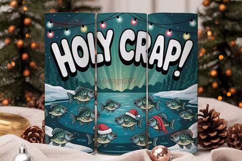 Holy Crappie Christmas Tumbler Wrap Sublimation DesignSVG 