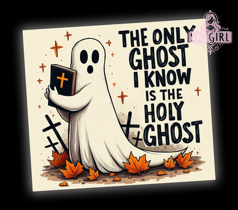 Holy Ghost Tumbler, Cute Ghost Design, Retro Halloween Tumbler, Ghost PNG, Sublimation Download, 20 oz Tumbler, Halloween Decor, Fall Tumbler Wrap, Digital Clipart Sublimation SvggirlplusArt 
