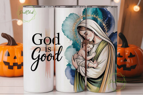 Holy Mother and Child Tumbler Wrap PNG Sublimation PixelChick 