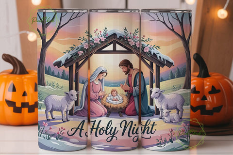 Holy Night 20oz Tumbler Wrap Sublimation PixelChick 