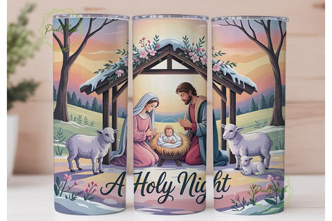 Holy Night 20oz Tumbler Wrap Sublimation PixelChick 