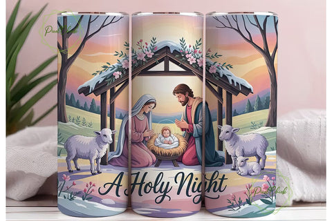 Holy Night 20oz Tumbler Wrap Sublimation PixelChick 