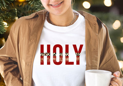 Holy | Red Leopard Glitter Christmas PNG | Festive Religious Design Sublimation Print Perfect Design Shop 