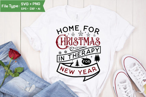 Home For Christmas In Therapy For New Year Round Ornament SVG Design, Christmas Round Ornament SVG Design, Christmas SVG Design, SVGs, Food & Drink, Print & Cut, Quotes and Sayings SVG DesignPlante 503 