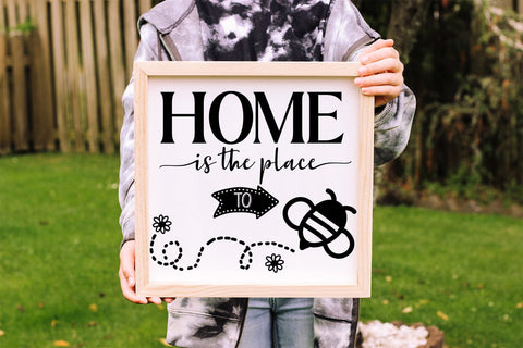 Home Is the Place I Bee Home Decor Sign SVG I Bee Sign SVG SVG Happy Printables Club 