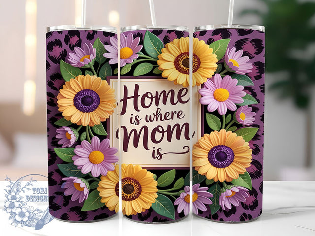 Home Is Where Mom 20oz Tumbler, Purple Leopard Tumbler, Floral Tumbler Wrap, Mom Tumbler Design, 20oz Tumbler Wrap, Leopard Print Tumbler, Sublimation Tumbler Wrap Sublimation ToriDesigns 