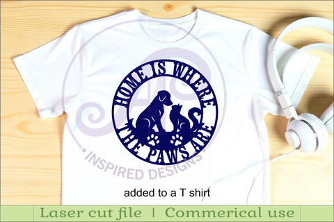 Home Is Where The Paws Are SVG Dog And Cat Round Sign Laser SVG APInspireddesigns 