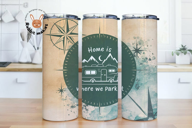 Home Is Where You Park It Tumbler Wrap, Camping Sublimation Design, Camper Life PNG, Camping PNG, Camping Life Tumbler Png Downloads Sublimation Rabbitmakies 