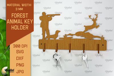 Home Key Holder Forest Laser Cut. Hunting Design SVG SVG Evgenyia Guschina 
