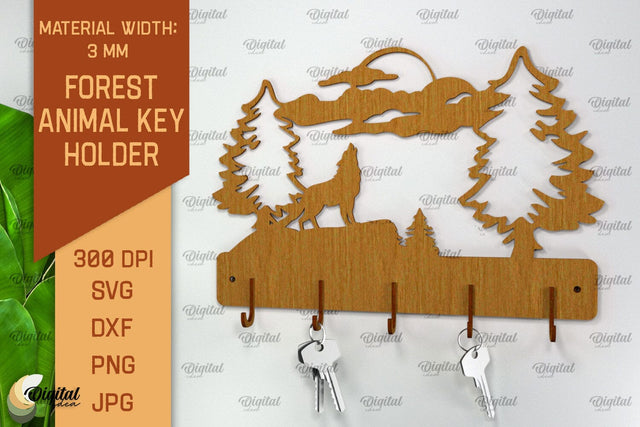 Home Key Holder Forest Laser Cut. Hunting Design SVG SVG Evgenyia Guschina 