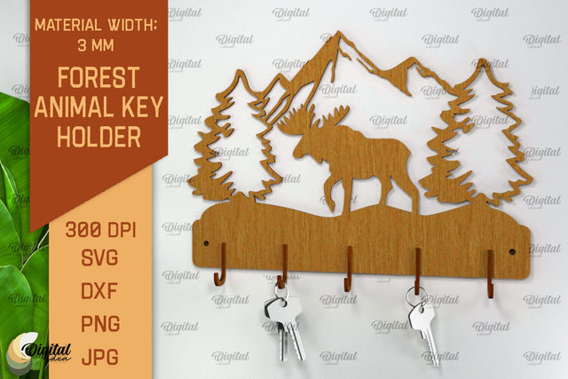 Home Key Holder Forest Laser Cut. Hunting Design SVG SVG Evgenyia Guschina 