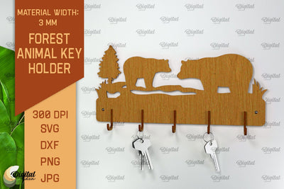 Home Key Holder Forest Laser Cut. Hunting Design SVG SVG Evgenyia Guschina 