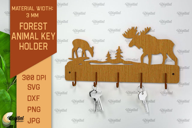 Home Key Holder Forest Laser Cut. Hunting Design SVG SVG Evgenyia Guschina 