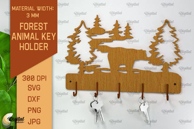 Home Key Holder Forest Laser Cut. Hunting Design SVG SVG Evgenyia Guschina 
