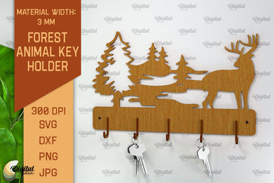 Home Key Holder Forest Laser Cut. Hunting Design SVG SVG Evgenyia Guschina 