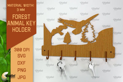 Home Key Holder Forest Laser Cut. Hunting Design SVG SVG Evgenyia Guschina 